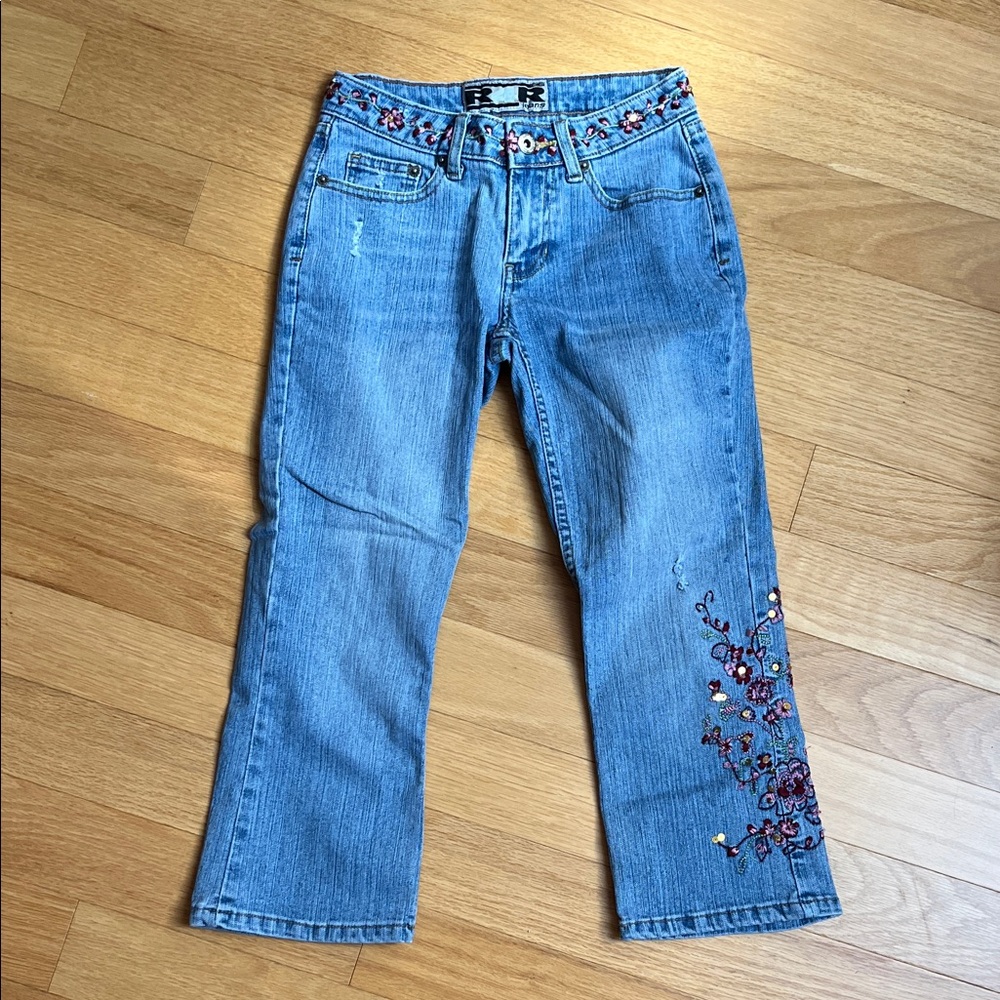 Rave Kids Denim Jeans with Colorful Embroidery